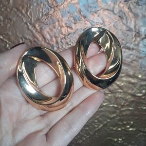 Zara Goldtone Oval Sculpural Statement Earrings